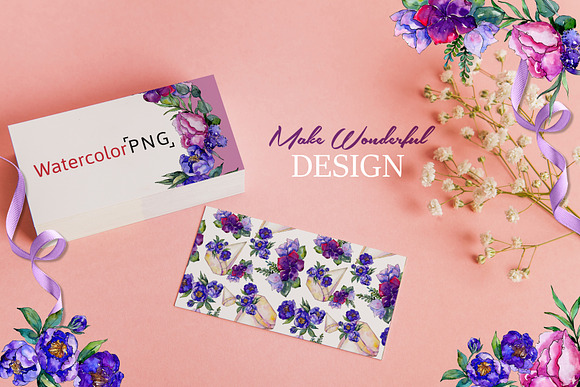 Bouquets of purple flowers in Illustrations - product preview 2