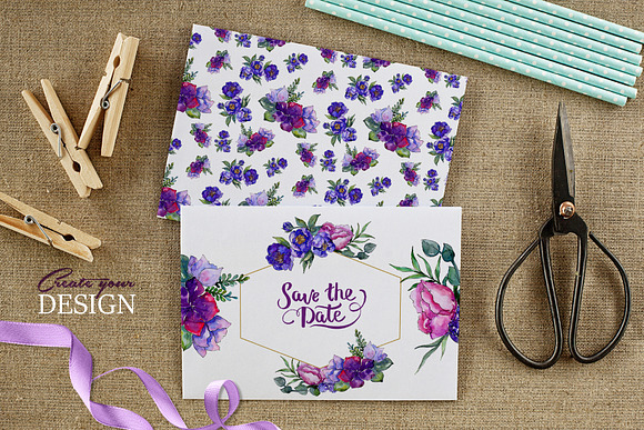 Bouquets of purple flowers in Illustrations - product preview 4