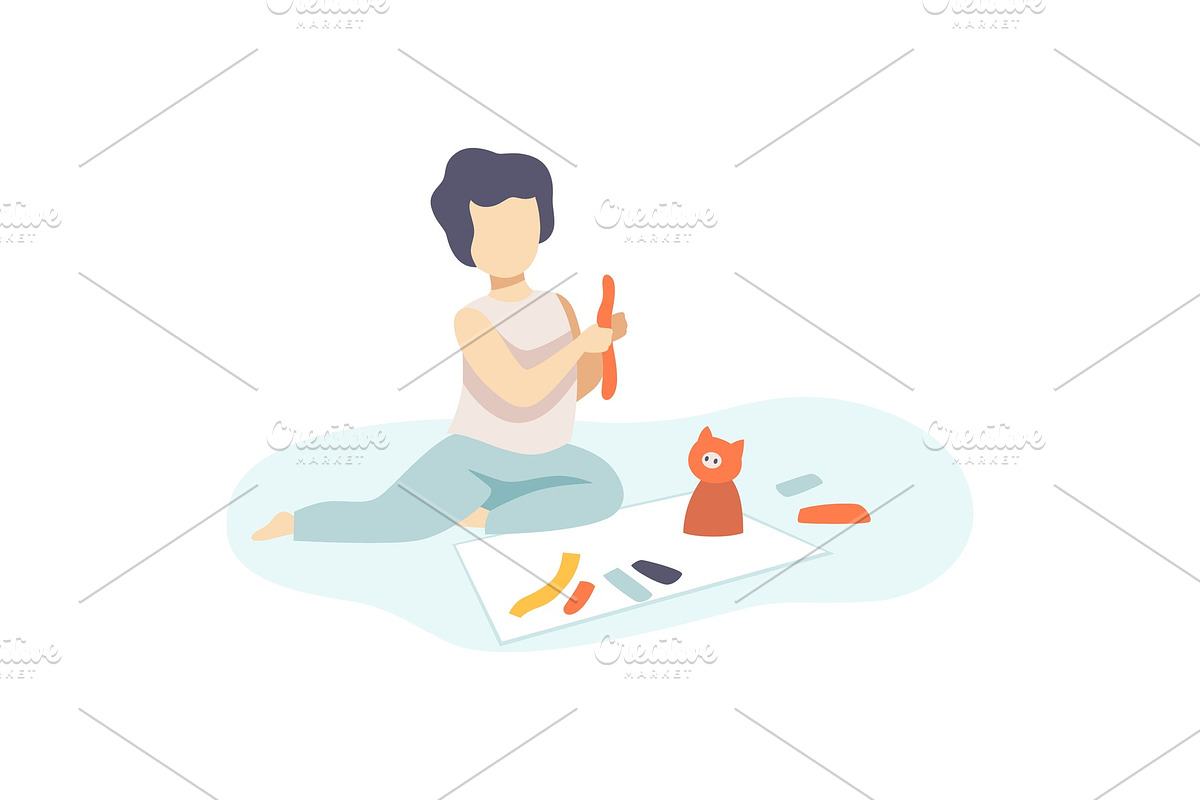 Cute Boy Sitting on Floor and in Illustrations - product preview 8