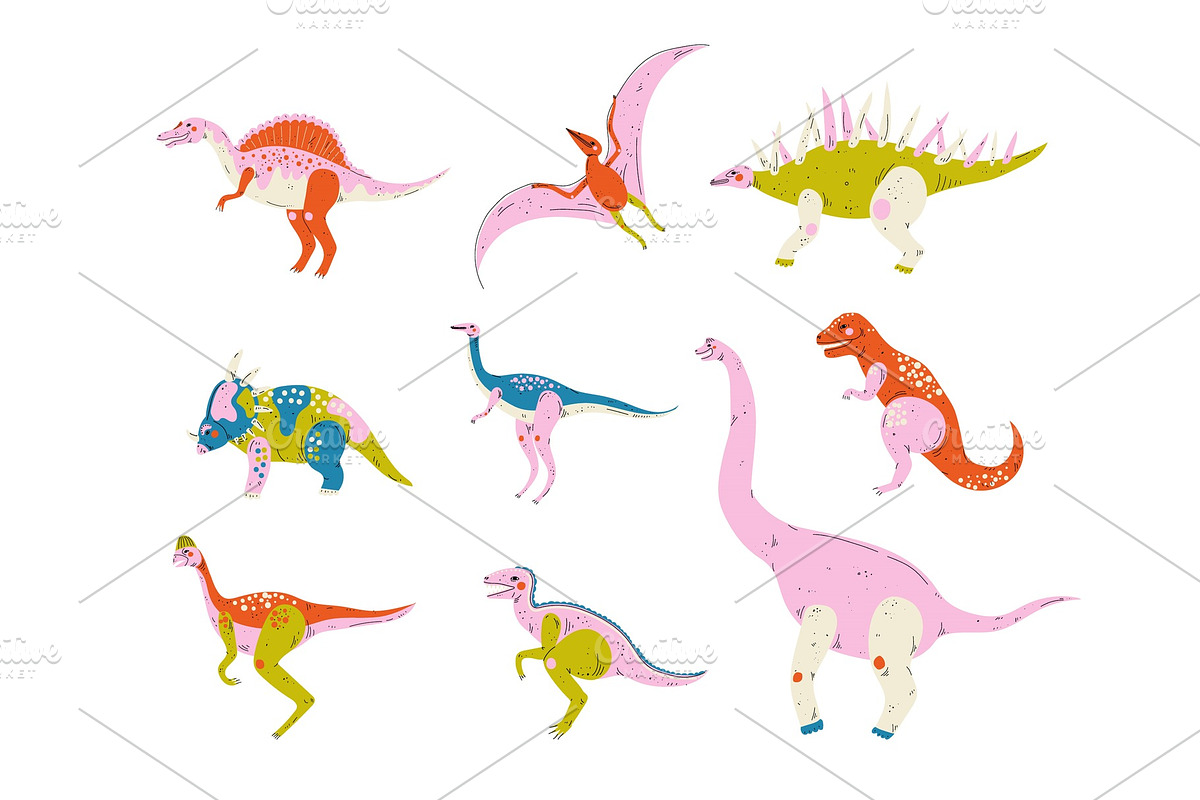 Collection of Colorful Dinosaurs in Illustrations - product preview 8