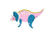 Triceratops Colorful Dinosaur, Cute