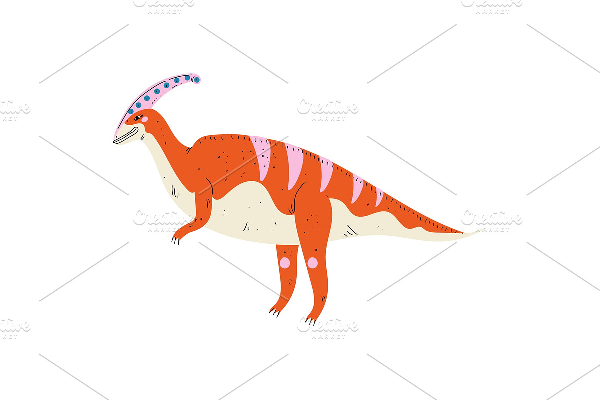 Colorful Parasaurolophus Dinosaur in Illustrations - product preview 8
