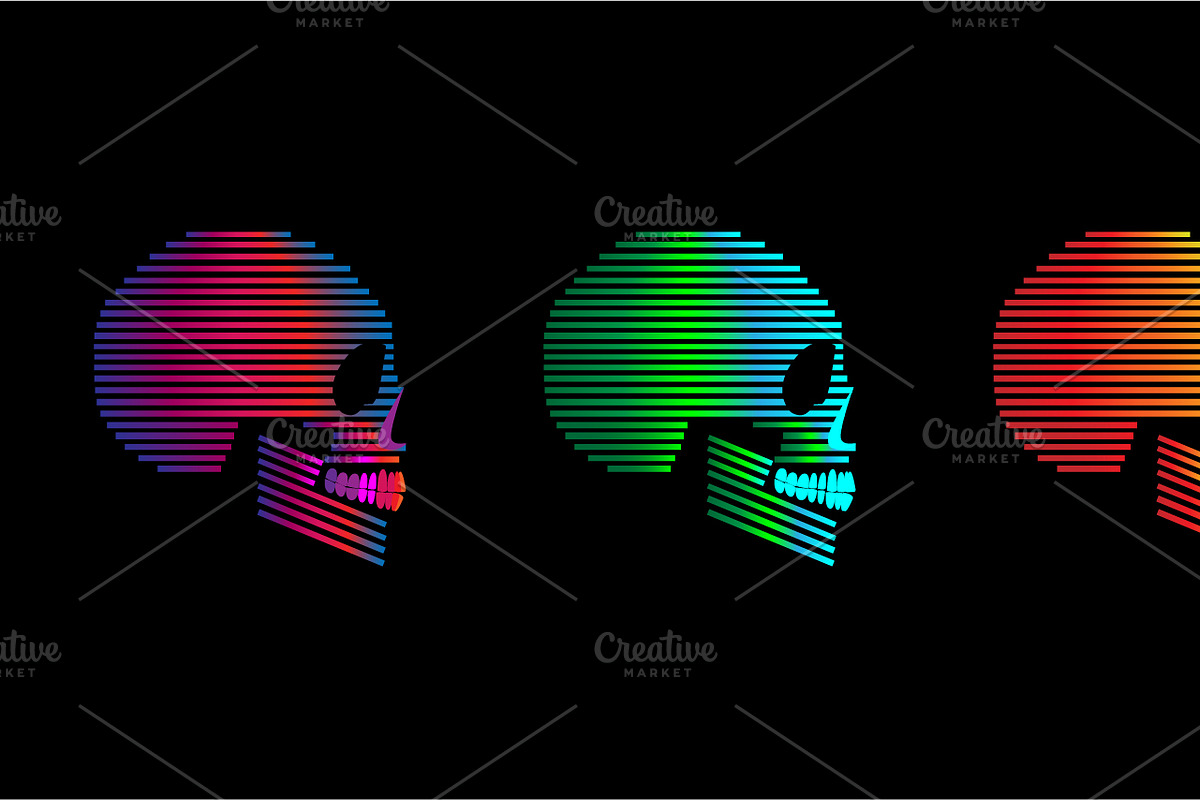 Skull icons duotone neon color backg in Graphics - product preview 8