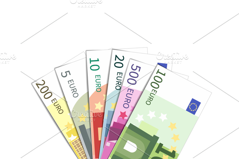 Bunch of euro banknotes
