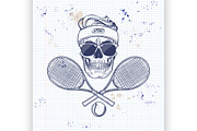 Skull with tennis racquets 