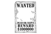 Wanted poster template engraving