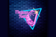 Vintage mexican food emblem glowing 
