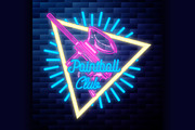 Vintage paintball emblem glowing neo