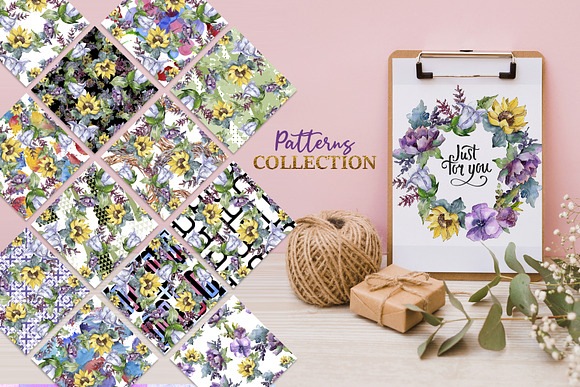 Bouquets peony, flax Watercolor png  in Illustrations - product preview 2