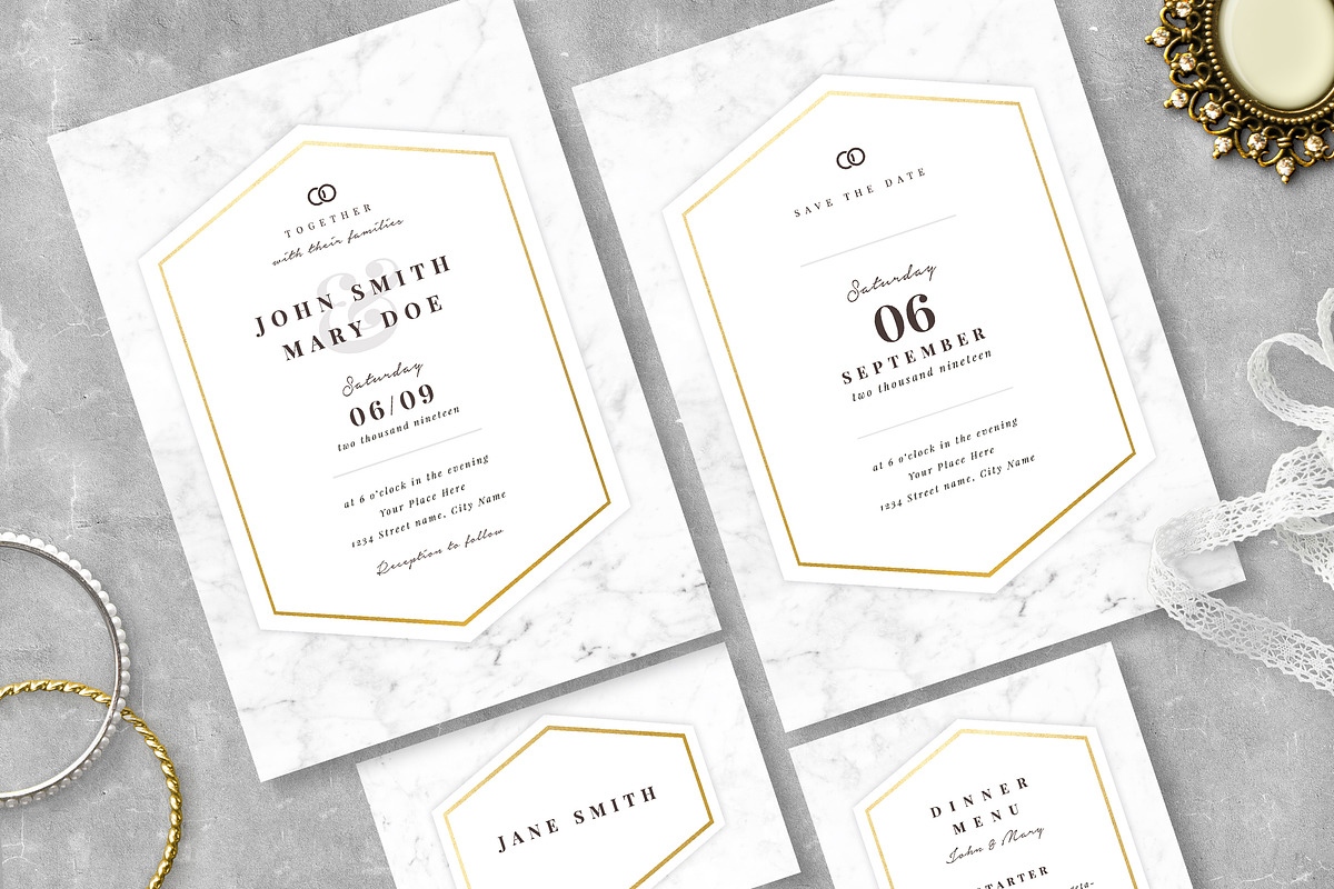 Marble Wedding Invitation Suite in Wedding Templates - product preview 8