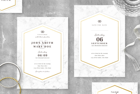 Marble Wedding Invitation Suite in Wedding Templates - product preview 2