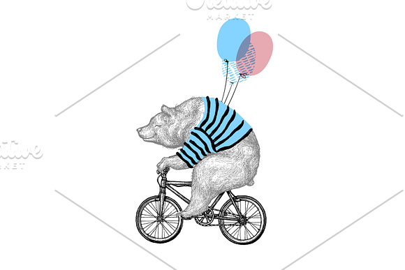Bear Rides Bicycle with Balloon | Creative Daddy