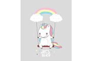 Cute Baby Unicorn Swing Rainbow