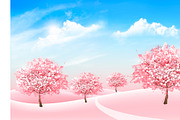 Spring nature background with trees