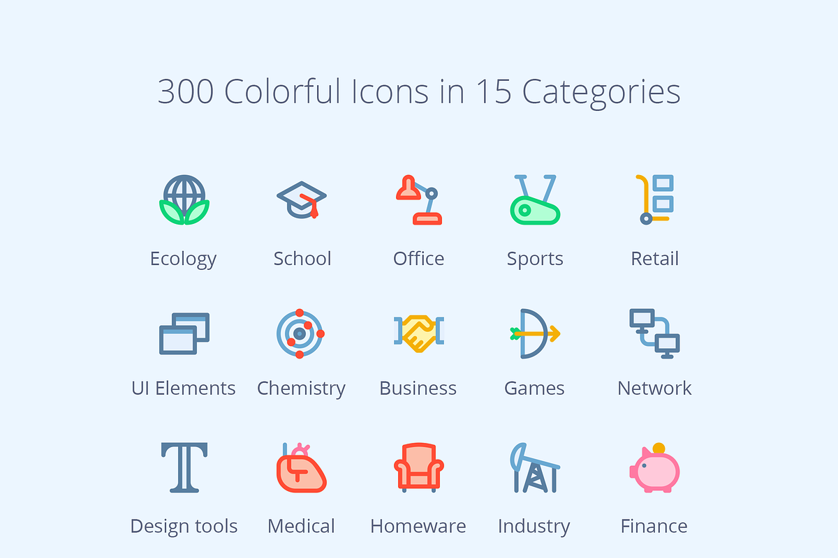 300 Colorful Icons in Icons - product preview 8