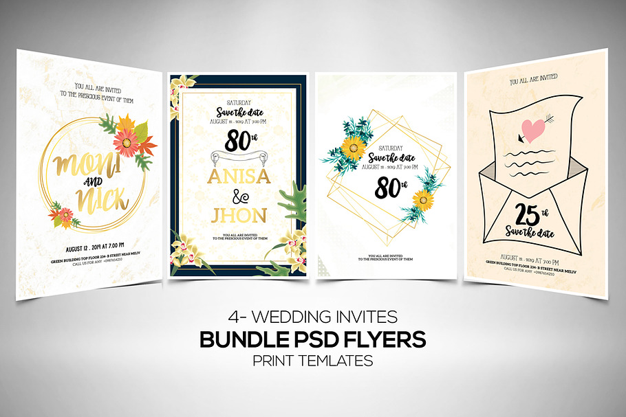 Wedding Invites Cards Flyers Bundle in Flyer Templates - product preview 8