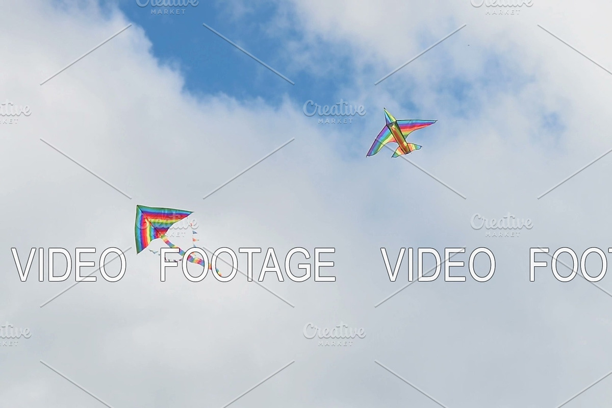 Flying kites in cloudy sky in Graphics - product preview 8