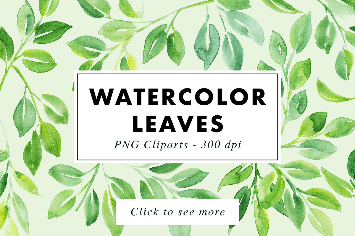 16 Watercolor Leaf PNG Paintings in Illustrations - product preview 8