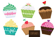 Cupcakes vector set
