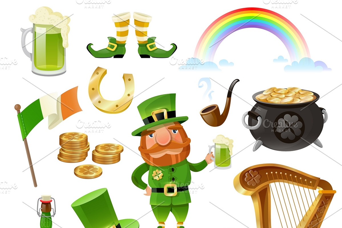 Saint Patrick Day elements set in Icons - product preview 8