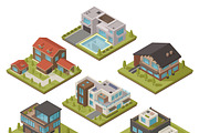 Isometric house icon set