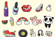 Colored fashion patch badge set
