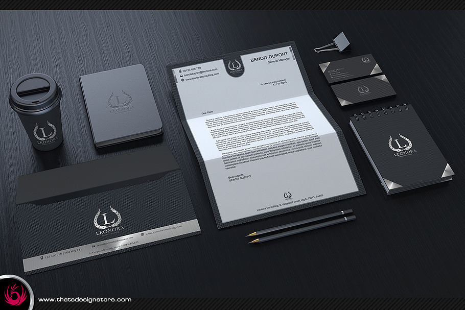 Black Classy Corporate Identity V2 in Stationery Templates - product preview 8