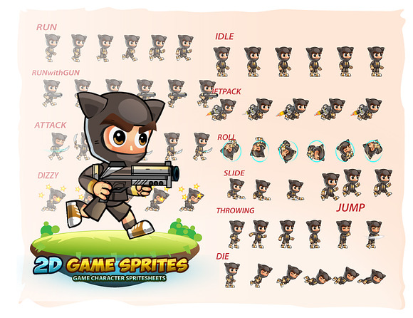 CatBoy 2D Game Sprites in Illustrations - product preview 1