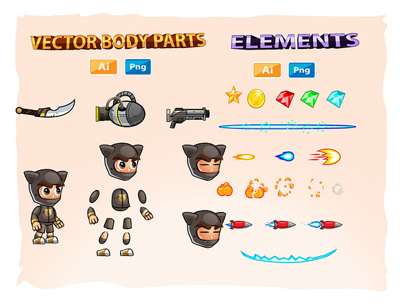 CatBoy 2D Game Sprites in Illustrations - product preview 2