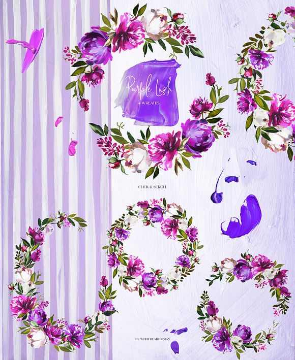 Purple Lush Floral Clip Art Kit in Illustrations - product preview 2