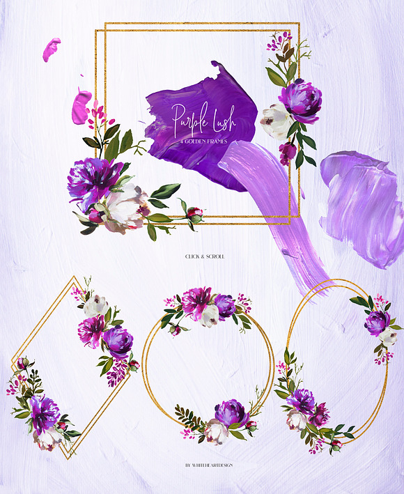 Purple Lush Floral Clip Art Kit in Illustrations - product preview 4