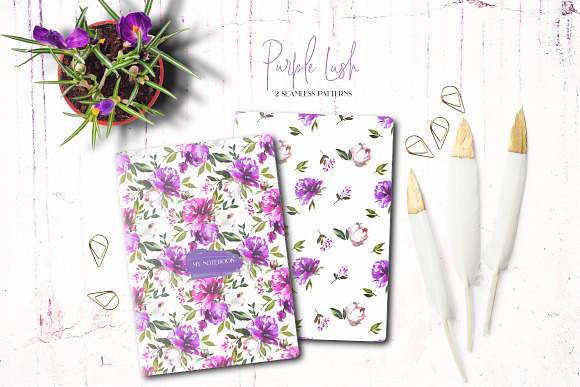Purple Lush Floral Clip Art Kit in Illustrations - product preview 9