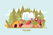 Traveler - Vector Illustration