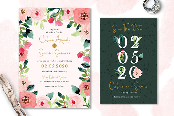 Sweet Floral Wedding Invitation Set in Wedding Templates - product preview 1