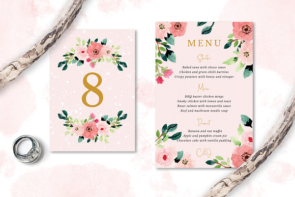 Sweet Floral Wedding Invitation Set in Wedding Templates - product preview 3