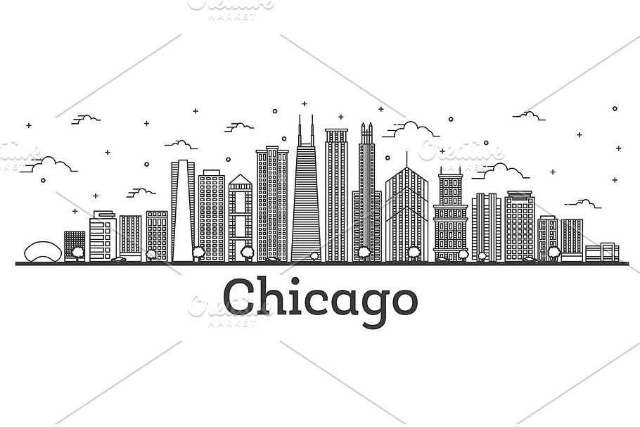 Outline Chicago Illinois City 