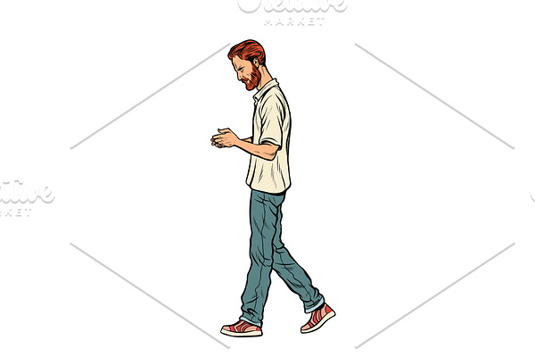 man walking down the street
