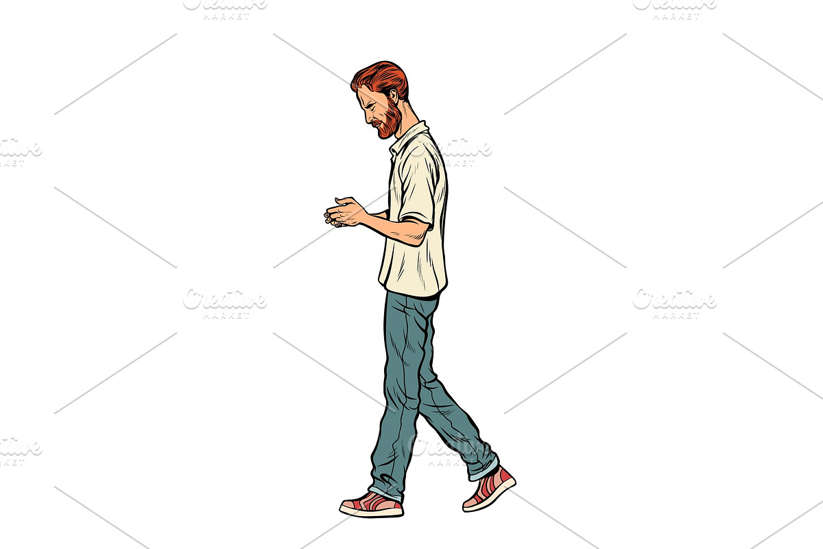 man walking down the street in Illustrations - product preview 8