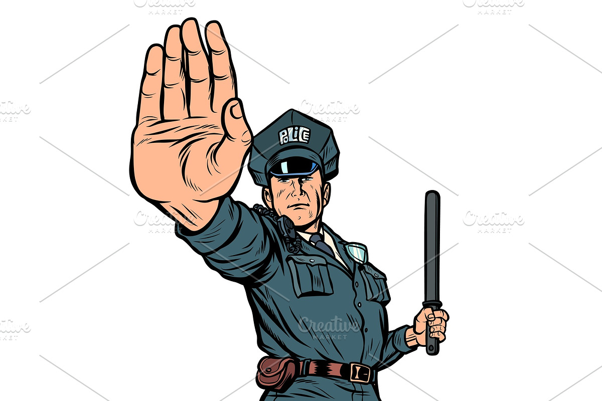 police officer stop gesture. isolate in Illustrations - product preview 8