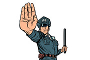 police officer stop gesture. isolate