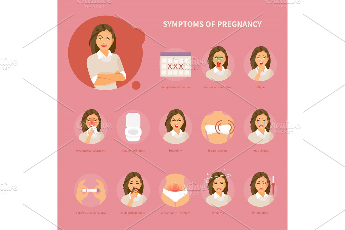Pregnancy symptoms vector in Objects - product preview 8