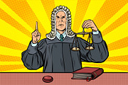 judge in a wig. scales of justice