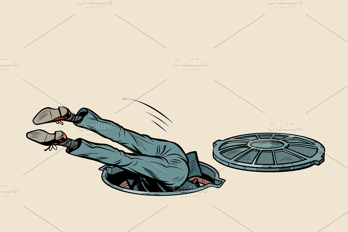 man fell into a sewer manhole in Illustrations - product preview 8