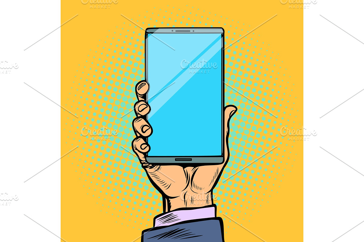 smartphone in male hand in Illustrations - product preview 8