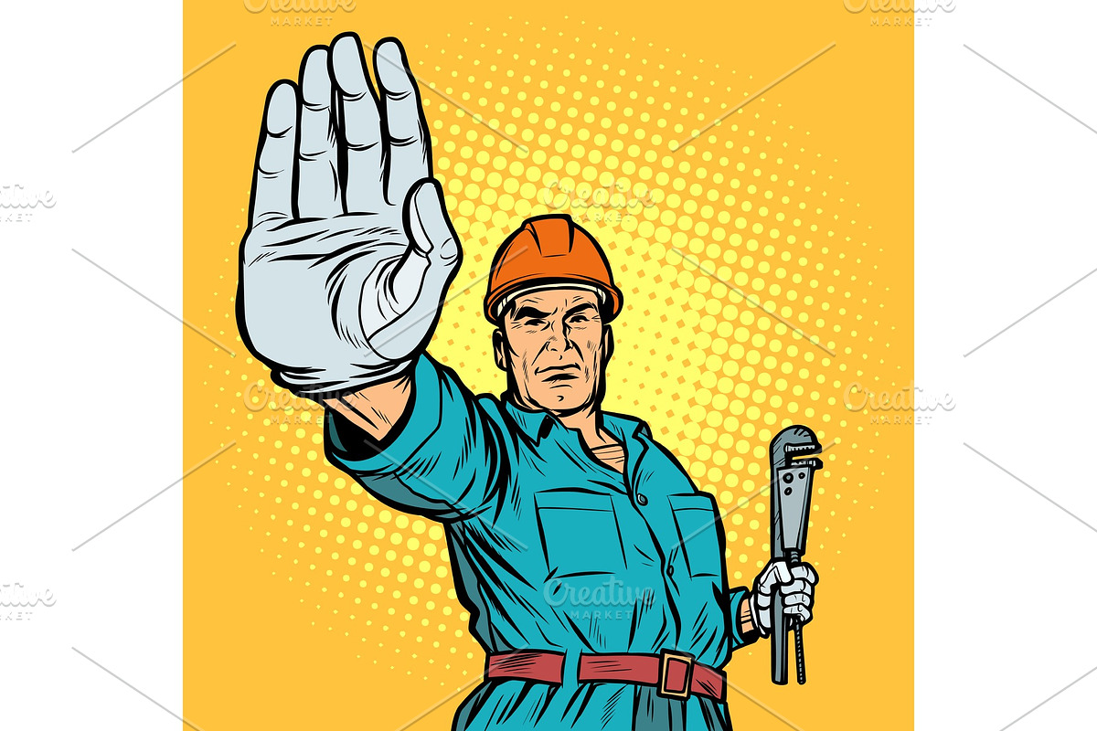 plumber gesture stop in Illustrations - product preview 8