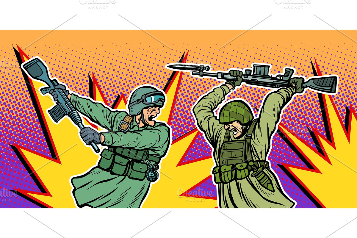 war and hatred. soldiers kill each in Illustrations - product preview 8