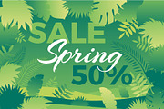 Spring sale banner with leafs Vector