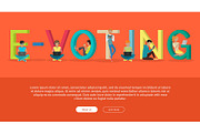 E-voting Concept Web Banner in Flat