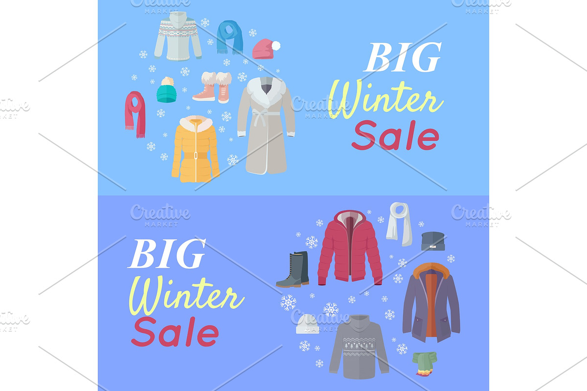 Big Winter Sale. Winter Clothes Web in Illustrations - product preview 8