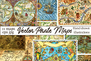 Vector pirate treasures maps